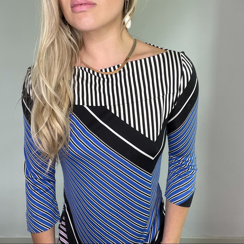 Diane Von Furstenburg Blue, Black, White Dress - Picture 5 of 12